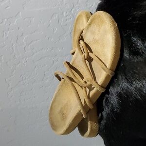 ZARA LEATHER SUEDE FLIP FLOP SANDALS CRISS CROSS STRAPS SIZE 8 BOHO GYPSY FREE